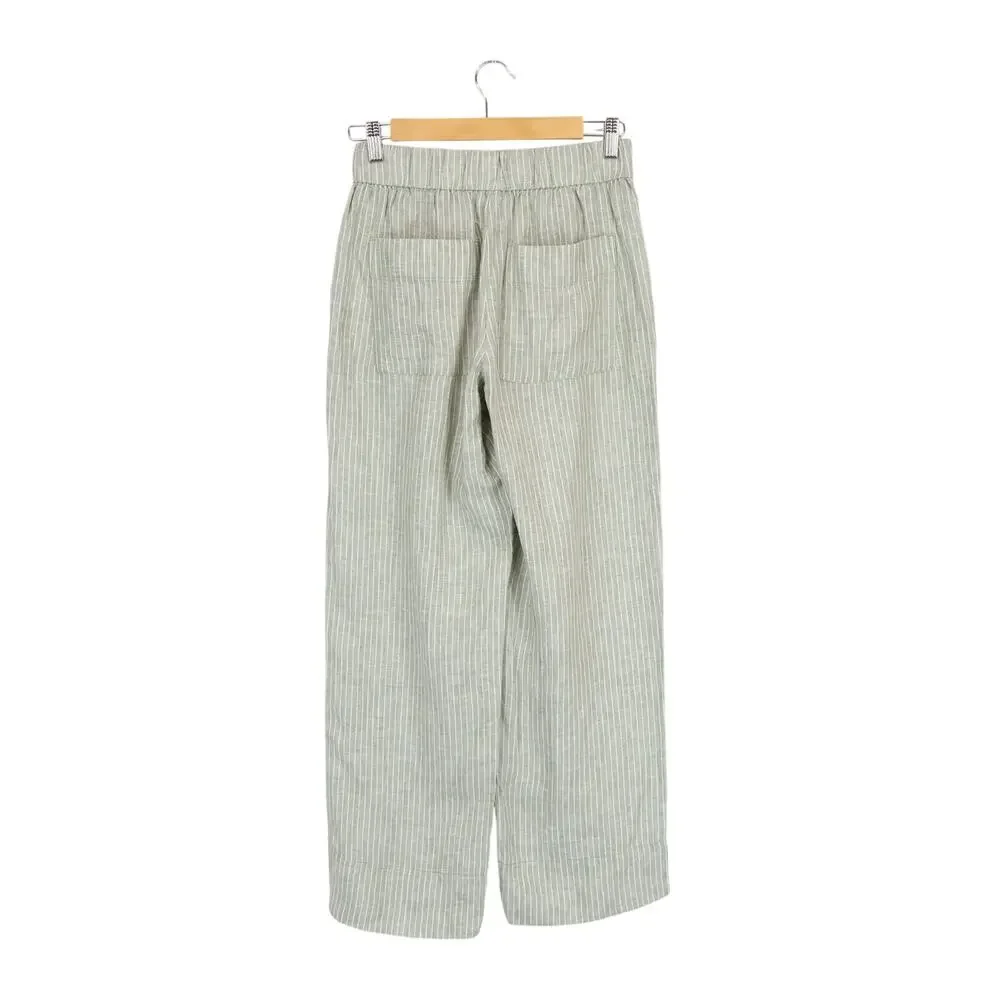 Everlane The Linen Easy Pant Oil Green Stripe Size Small NWT